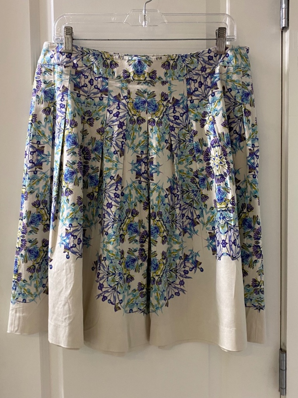 Talbots Purple and Blue Floral Tile Print Skirt, Petite Size 12P